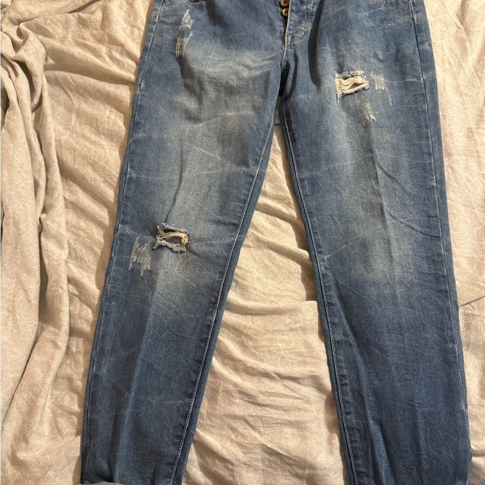Cotton On Women's Distressed Ankle Jeans - Blue